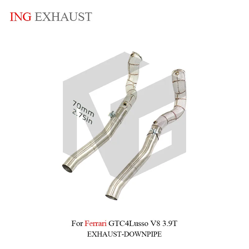 BNB Titaniumz Stainless Steel Exhaust Downpipe for Ferrari GTC4Lusso V8 3.9T with Heat Shield