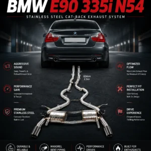 BNB Catback Exhaust System SS304 for BMW E90 335i N54 Slivery
